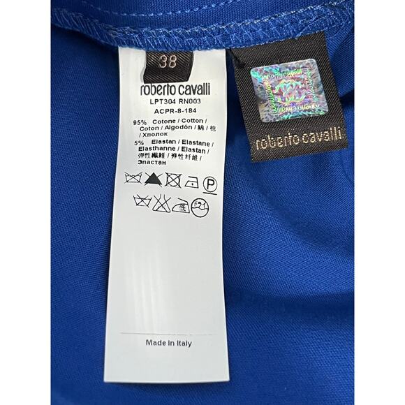 Roberto Cavalli Skirt Size 38 US Size 2 Royal Blue Pleated Gold Logo Preppy - Picture 10 of 10